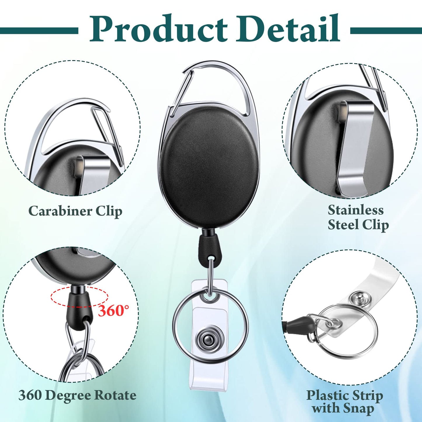 Yaomiao 100 Pack Retractable Badge Holder Reel with Clips Heavy Duty ID Card Holder Reels Bulk with Key Ring for Office Worker Doctor Nurse Employee School Students (Black)
