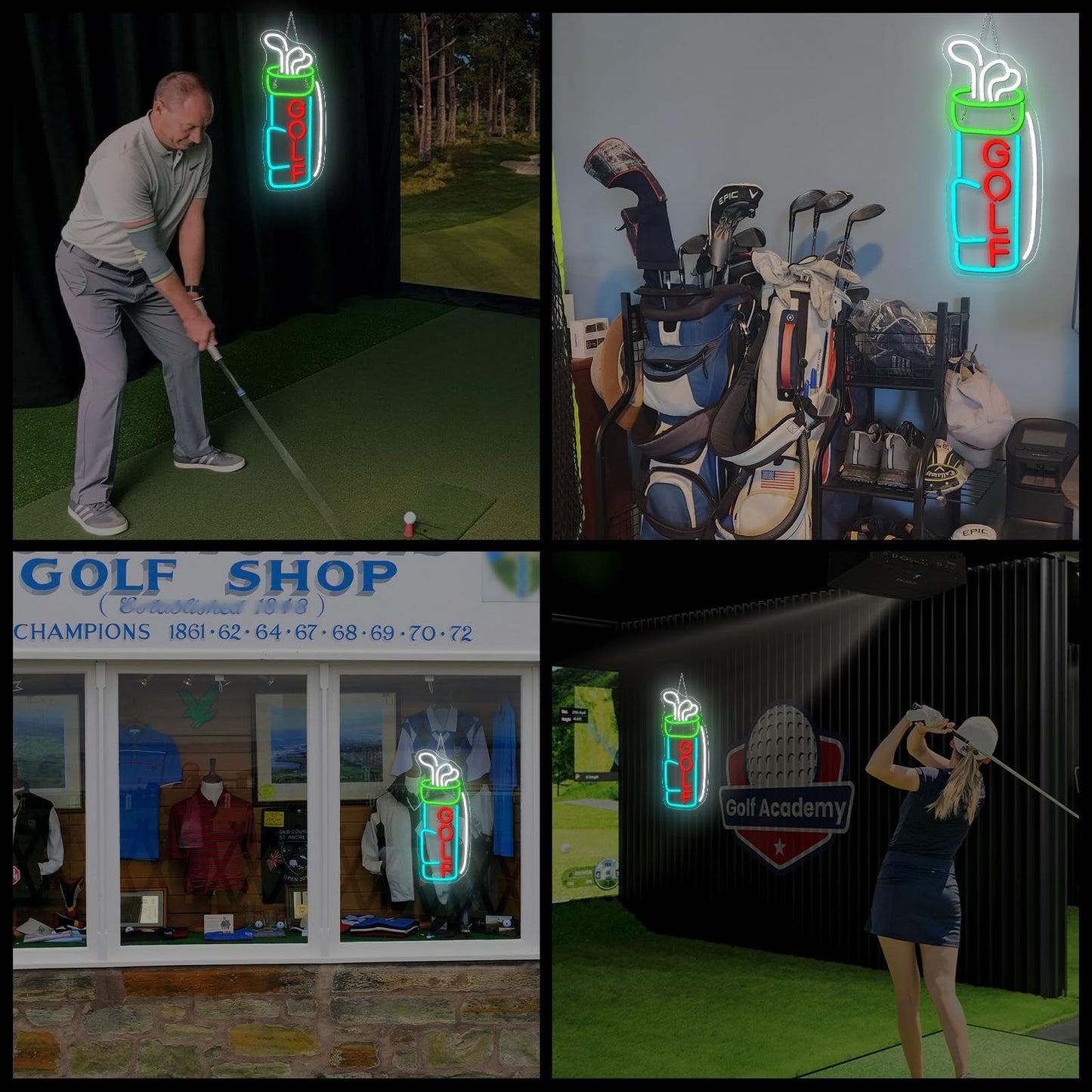Horseneon Golf Neon Sign for Wall Decor, Golf Neon Led Sign, Creative Neon Lights Signs with USB Powered for Golf Club, Backdrop Lights, Wall Hanging Decor