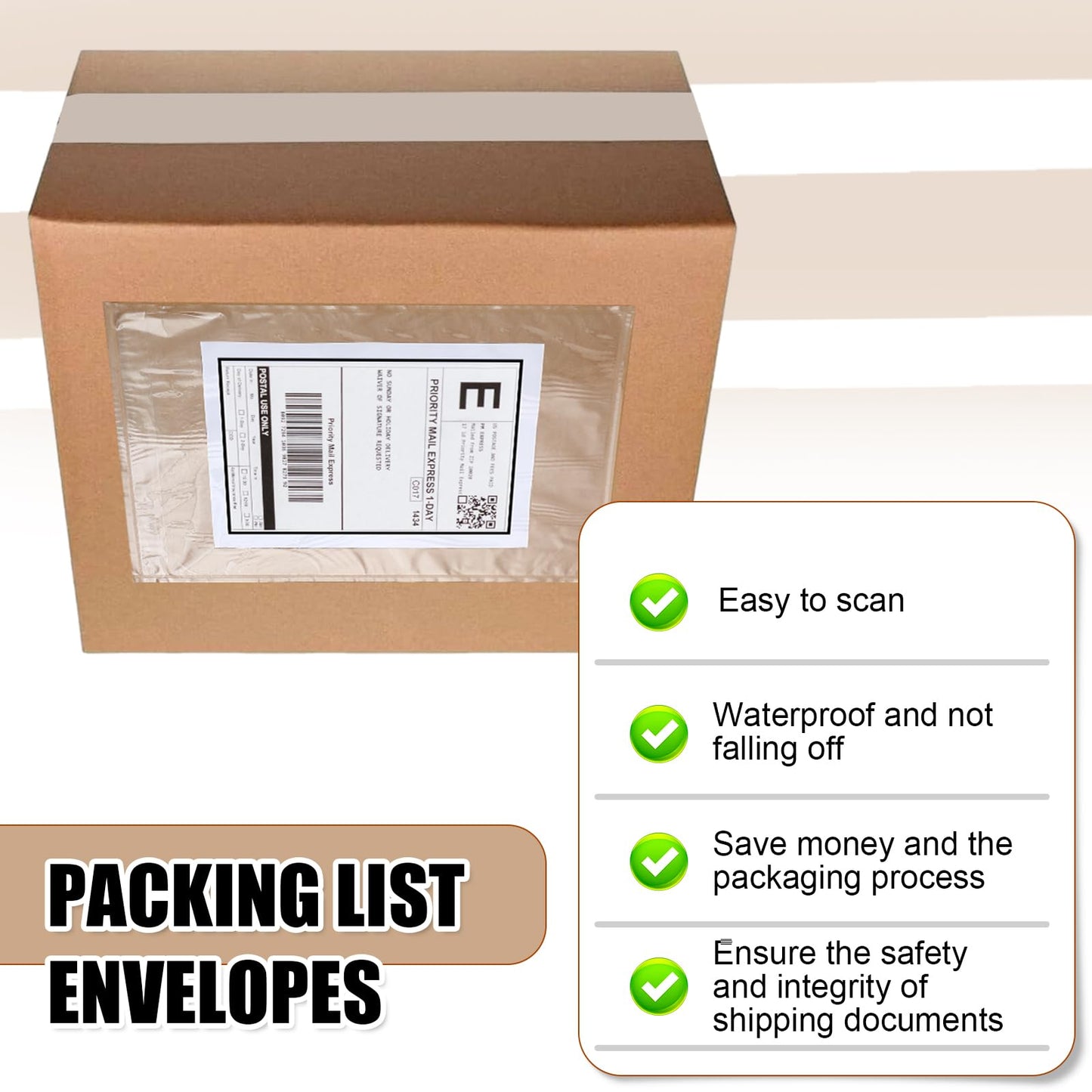 Cholemy 200 Pcs 9.5 x 12 in Clear Packing Slip Pouches Shipping Label Sleeves Adhesive Packing List Pockets Envelopes Mailing Protectors Slip Envelope Pouches Holders Cover Enclosed Bag