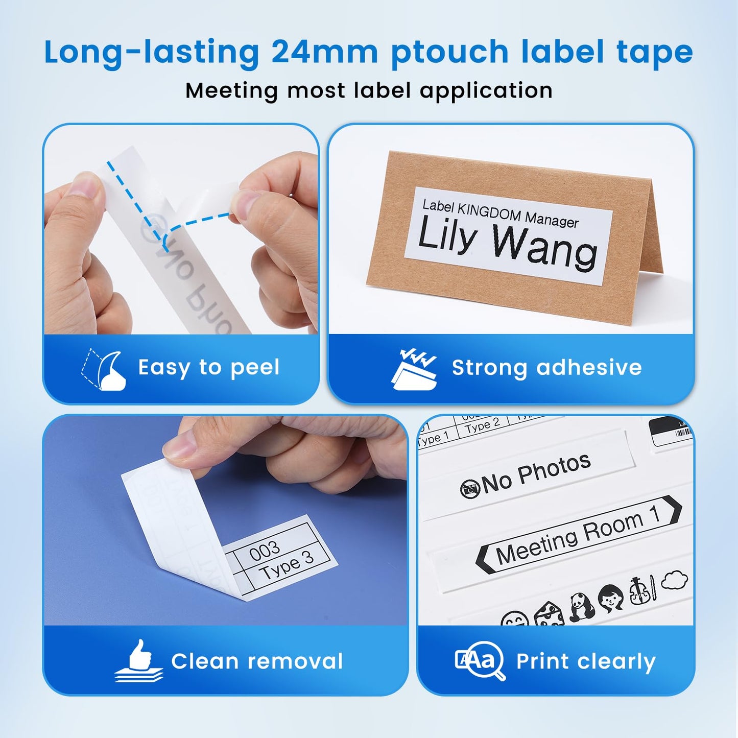 Label KINGDOM Compatible with Brother P Touch 24mm 0.94” TZe-251 TZ Tape, for PT-D610BT D600 700 P710BT PTP750W, 1” Laminated White Label Maker Tape Tze251, 10-Pack
