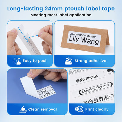 Label KINGDOM Compatible with Brother P Touch 24mm 0.94” TZe-251 TZ Tape, for PT-D610BT D600 700 P710BT PTP750W, 1” Laminated White Label Maker Tape Tze251, 10-Pack