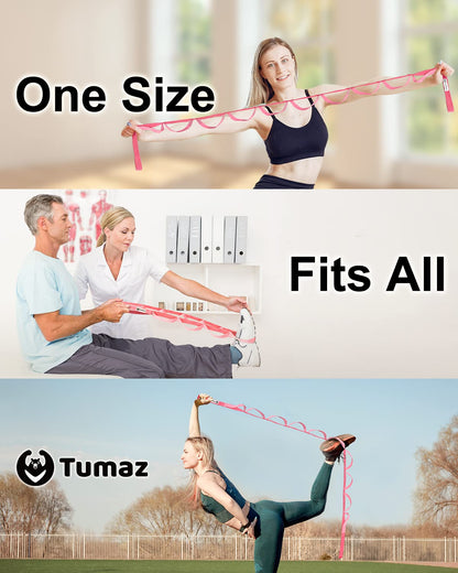 Tumaz Stretching Strap - 10 Loops & Non-Elastic Yoga Strap - Perfect Home Workout Stretch Strap for Physical Therapy, Yoga, Pilates, Flexibility