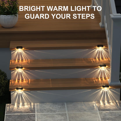 Melunar 12 Pack Solar Deck Lights Outdoor, Solar Step Lights Waterproof for Outside, Yard, Patio, Garden, Pool, Railing, Stairs, Fence (Warm White)
