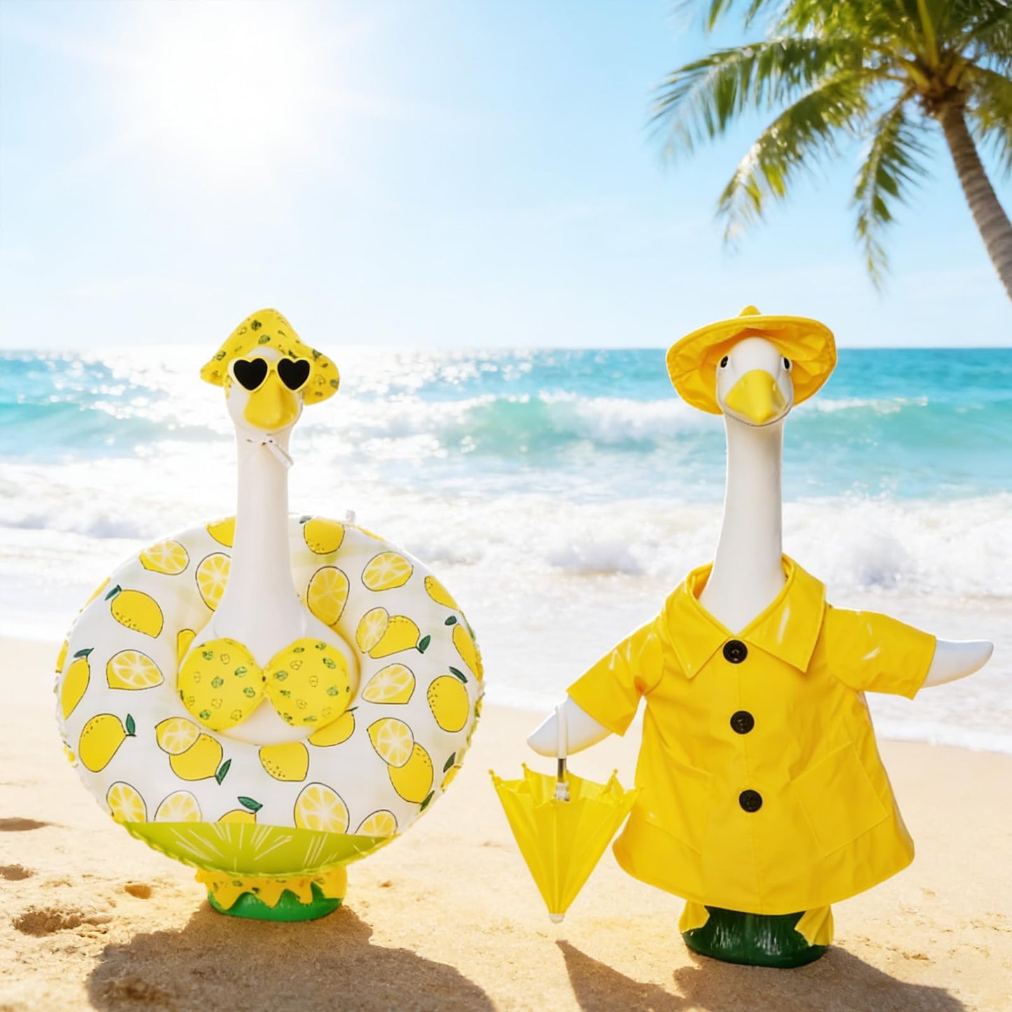 8 Set Holiday Porch Goose Outfits All Seasons Holiday Bundle St. Patrick Easter Summer Hawaiian 4th of July Halloween Christmas Birthday Raincoat Concrete Porch Goose Clothes for Patio Yard Lawn Decor