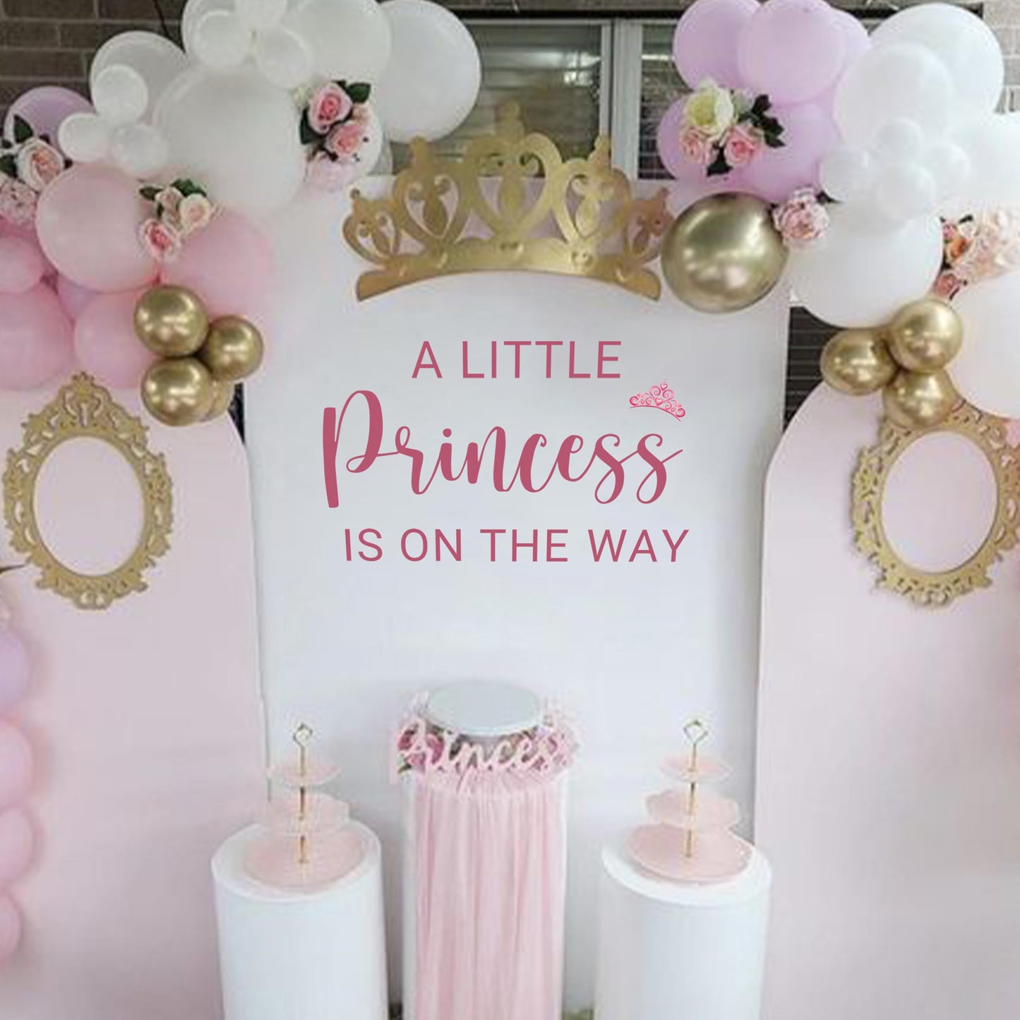 Capiont A Little Princess is On The Way Decal - Princess Themed Baby Shower Decorations, Crown Sign Welcome Baby Party Decorations Stickers for Balloon Arch