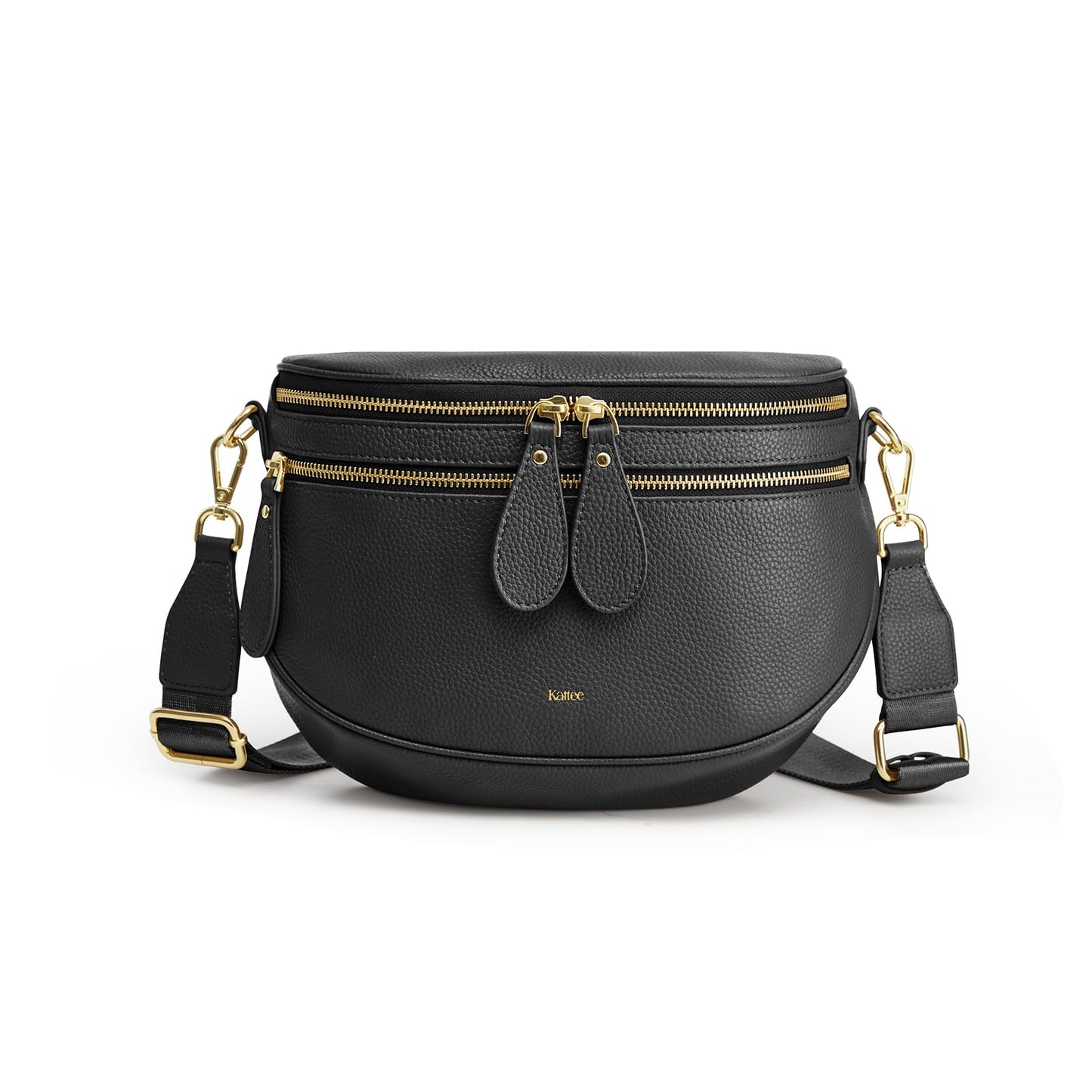 Kattee Crossbody Bag Bum Bags for Women, Leather Fanny Packs Belt Bag, Spacious Sling Purses for Women with RFID Blocking, Black
