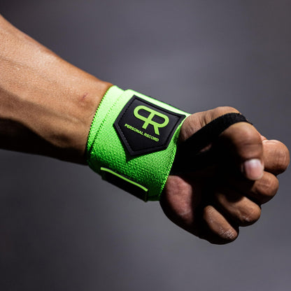 PR PePR Personal Record Heavy Duty Premium Wrist Wraps, More Elasticity, Reinforced Stitching, Extra Wide Strap, Strong Thumb Loop, Larry Wheels Weightlifting Wraps, Lifting Wrist Wraps (Neon)