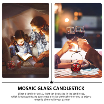 Glass Votive Candle Holder Christmas Candle Holders Red Mosaic Tealight Holder Votive Candle Holders Christmas Dining Table Centerpieces for Home Wedding Decorations