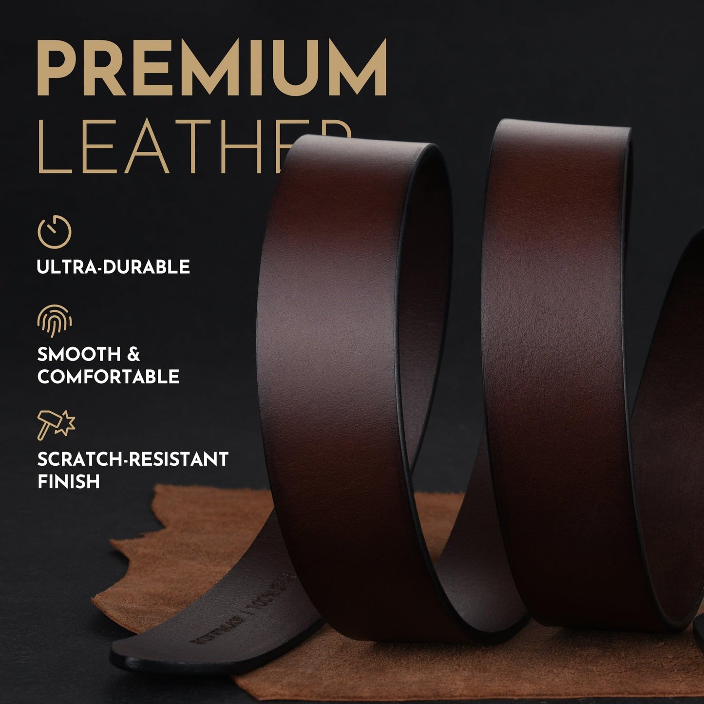 Buffway Men's Leather Belt,1.5" Handcrafted Top-Grain Leather – Durable,Comfortable,Suitable for Everyday Formal & Casual Wear - Size 34" Coffee