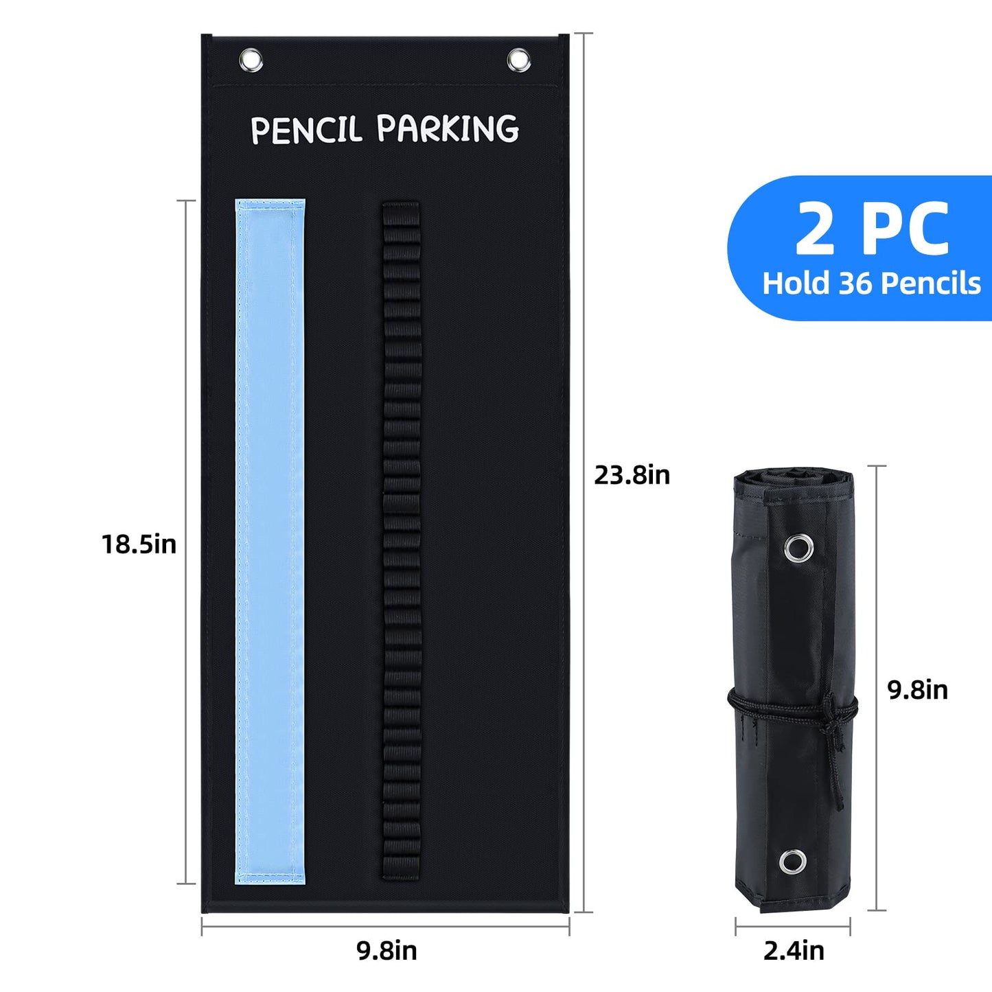 ALSLEA 2-Pack Pencil Parking for Classroom, Pencil Holder for Desk Organizer Roll up Pencil Case with 72 Slots, Portable Pencil Dispenser for Classroom 2025 Back to School Teacher Essential