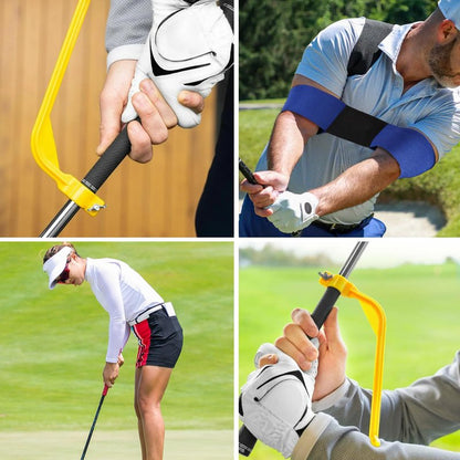 Amy Sport Golf Swing Training Aid Wrist Hinge Adjustable Arm Band with Hanger Ball Connection Band for Correction, Men Women Ball Between Arms Practice Tool (4 Pack Blue)