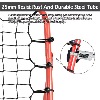 Amazing Tour Adjustable Soccer Rebound Net | Soccer Trainer with Steel Frame | Portable Folding Rebounder for Passing & Shooting Practice | Outdoor Sports Equipment for Youth & Adult, Red
