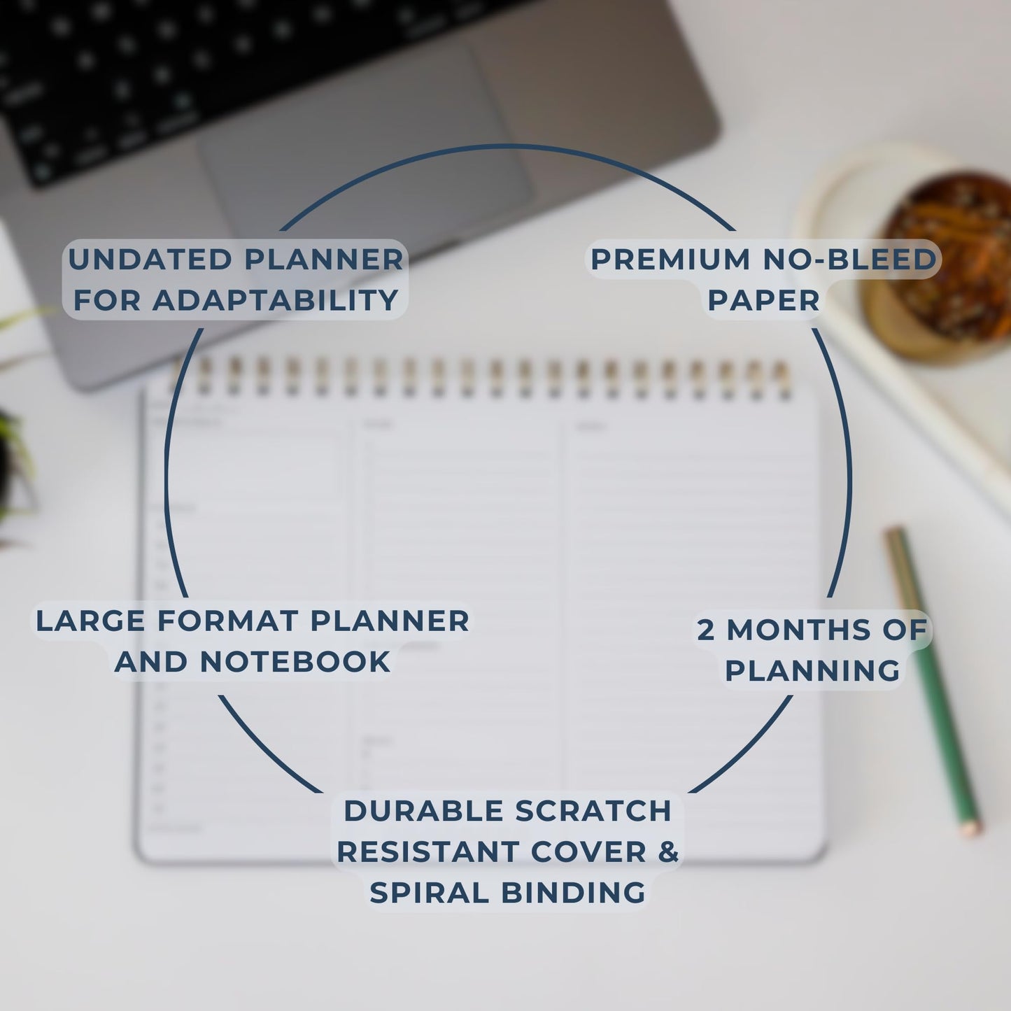 Merely Home Undated Daily Planner | 8.25” x 11.75” Work To-Do Notebook | ADHD Academic Organizer | Multi-Layout | Men and Women Planner | College Supplies | Evergreen | Landscape Layout