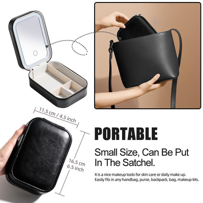 BS-MALL Travel Cosmetic Mirror Case LED Makeup Mirror Storage Case for Eyelash station Brushes Cosmetic Tools Pink On-the-go Makeup Needs (White)