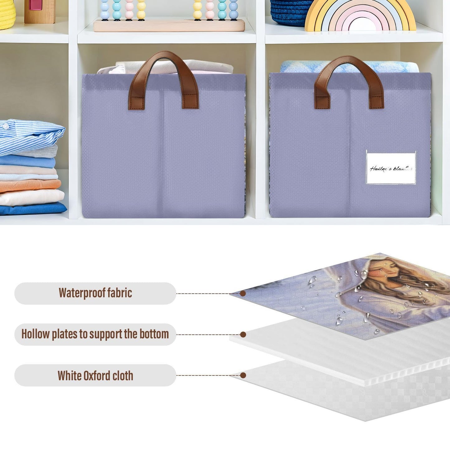 YNNALE Nativity Scene Holy Night Religious Christmas Storage Bins for Shelves with Labels&Handles Fabric Organizer Bin Foldable Rectangle Storage Basket Boxes for Closet,Bathroom, Home, Living Room