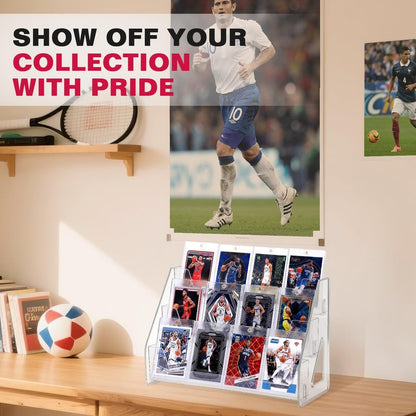 TrendTrust Trading Card Display Stand, Vertical Holder for Baseball Basketball Sports Graded Card Display Stand Tabletop for PSA BGS SGC Slabs, Snap-On Assembly(3 Tier, 1 Pack)
