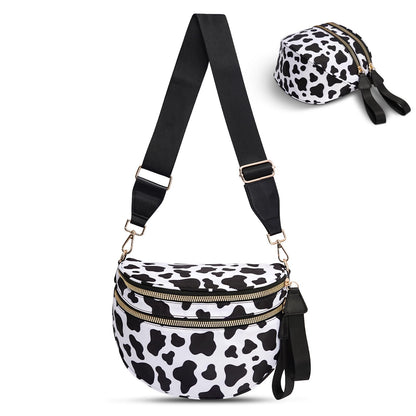 Checkered Crossbody Bag,Nylon Bum Bags for Women Crossbody,Spacious Sling Bag Purse Fanny Packs with Shoulder Strap