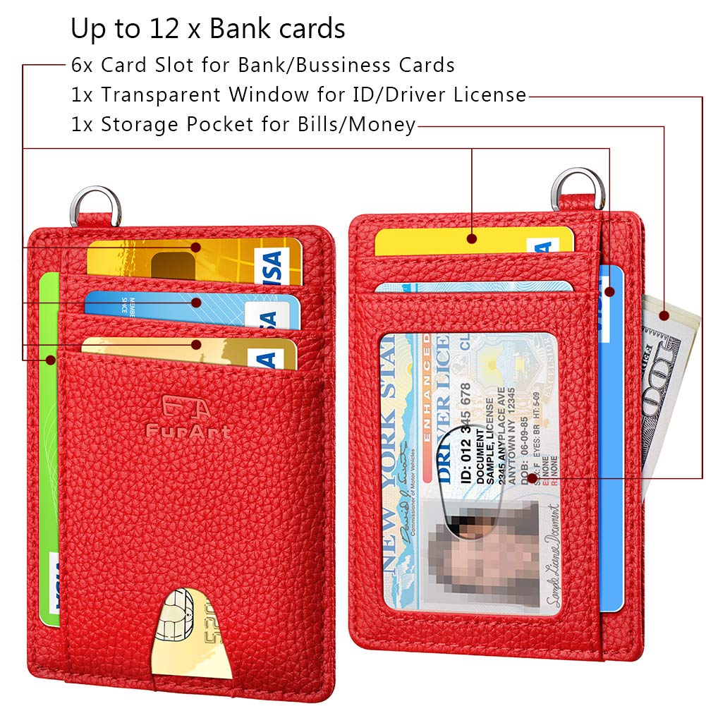FurArt Slim Minimalist Wallet, Front Pocket Wallets, RFID Blocking, Credit Card Holder for Men-Cerise