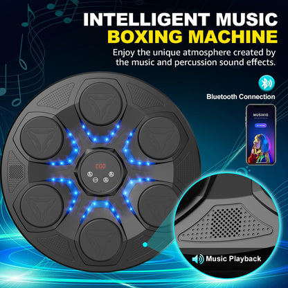 Upgrade Music Boxing Machine For Adults Kids, Interactive Music Punching Machine with Gloves 12 Modes 12 Speeds, Wall Mounted Electronic Boxing Punching Pad with Wireless Connection LED Display