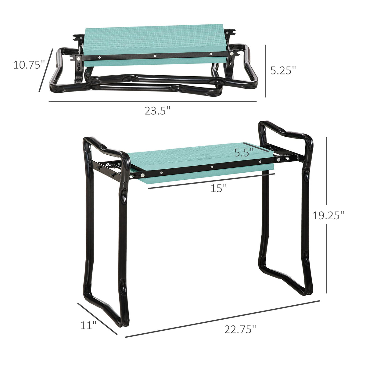 Outsunny Padded Garden Kneeler and Seat Bench, Padded Foldable Garden Stool, Green