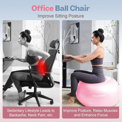 Exercise Ball - Extra Thick Anti-Burst Yoga Ball for Stability | 4 Sizes Available for Home, Gym & Office Use