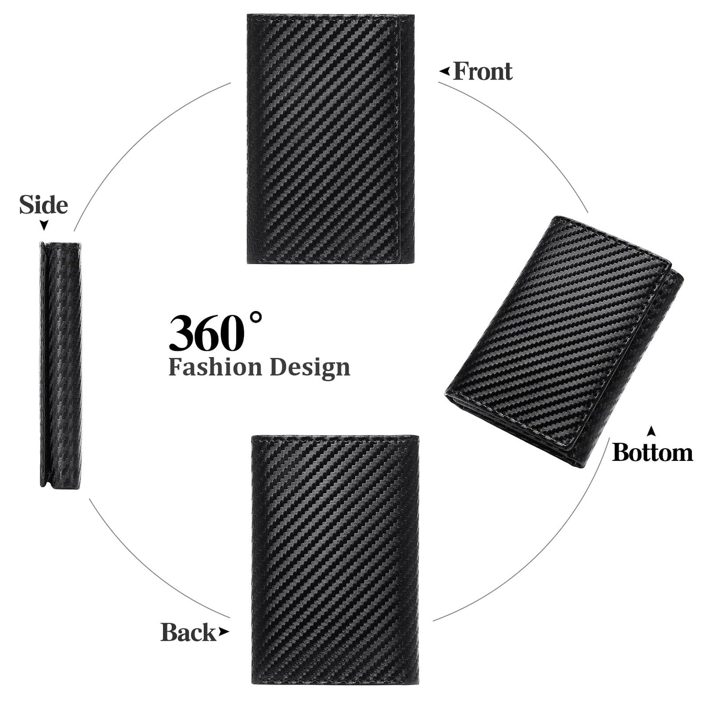 LOUEBICA Leather Trifold Wallet for Men RFID Blocking Minimalist Front Pocket Wallets with ID Window