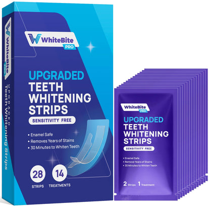 Whitebite Pro Upgraded Teeth Whitening Strips 28 Strips (14 Treatments) | Enamel-Safe | Deep Stains Removal | Non-Slip Design | Whitening Without Any Harm | Mint