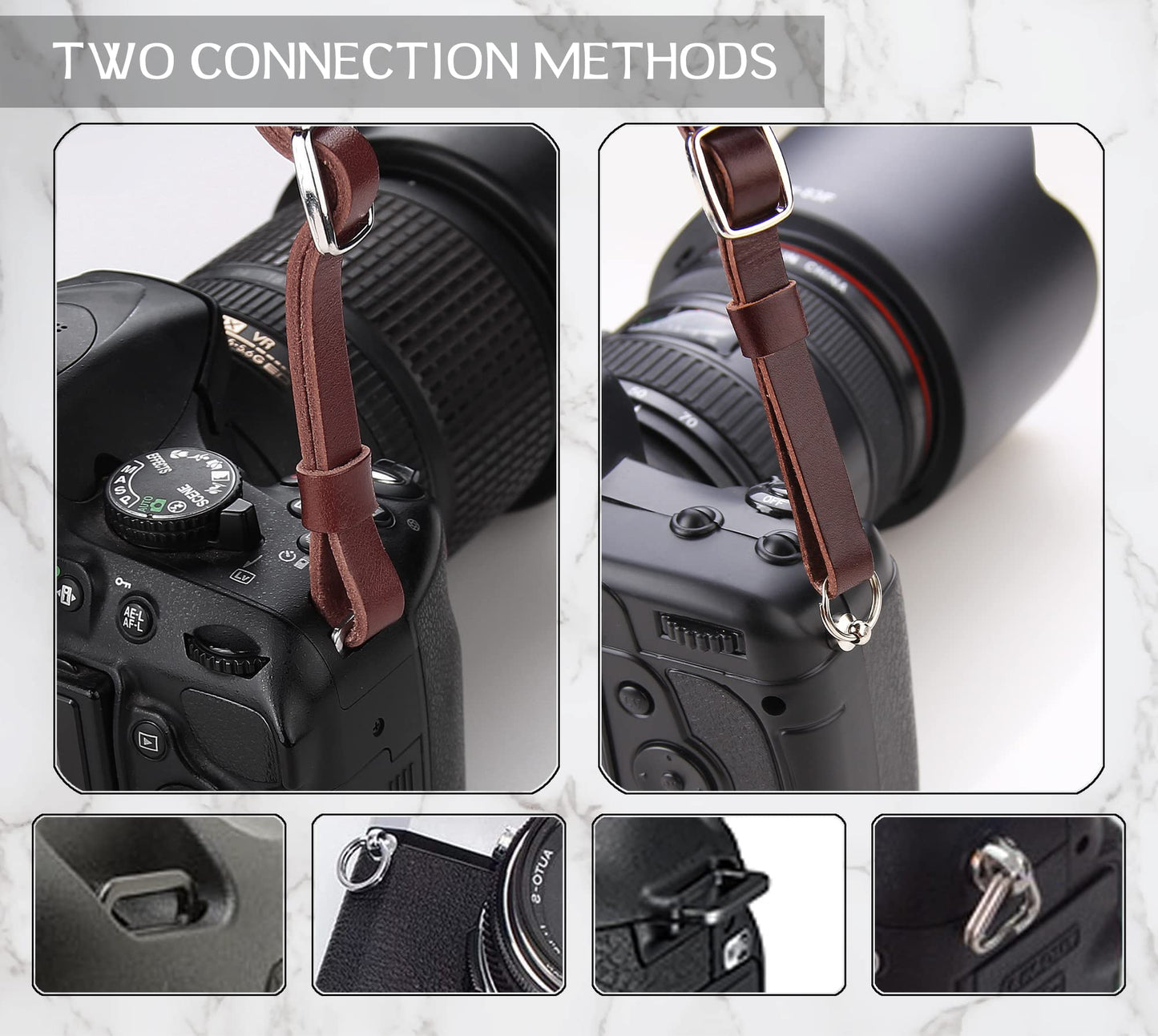 MY MEMORY Handmade Genuine Leather Camera Strap,Adjustable Camera Neck Shoulder Strap for All SLR and DSLR-Dark Brown