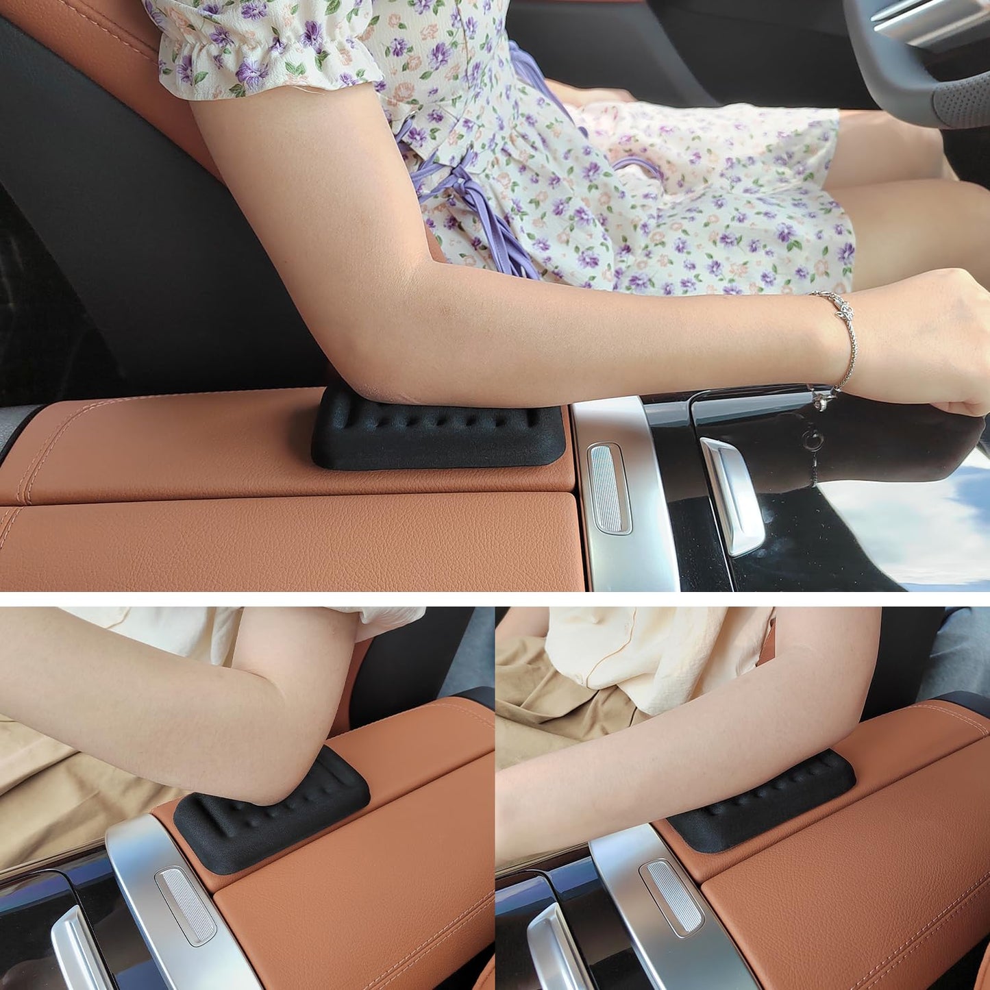 2PCS Car Arm Rest Elbow Pads,Comfortable Car Arm Rest Cushion with Memory Foam Pad for Arm Support,Universal Car Door Armrest Pad Car Interior Accessories (Black)