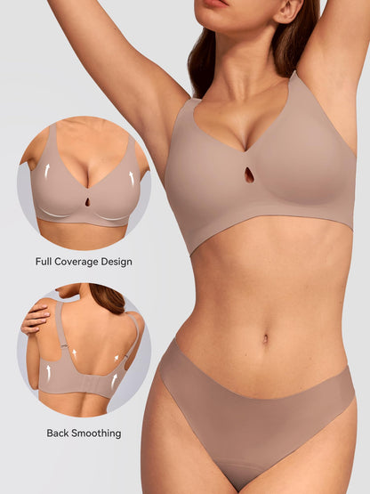 LUCKMEEY Bras for Women No Underwire Wireless Bras - Seamless Push Up Full Coverage Bralettes Comfortable Everyday Bra