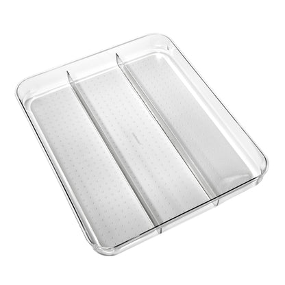 madesmart Classic Large Utensil Tray, Soft Grip, Non-Slip Kitchen Drawer Organizer, 3 Compartments, Multi-Purpose Home Organization, BPA Free, White