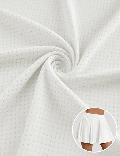 LouKeith Tennis Skirt High Waisted Mesh Casual Pickleball Athletic Skirts Workout Golf Skorts for Women with Pockets White M