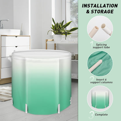 KAERMU Portable Foldable Bathtub - Create Your Spa Anywhere for Adventure & Relaxation | Collapsible Adult Soaking Tub for Camping, Van Life, Apartments | Durable, Leak-Proof PVC (Green Gradient)