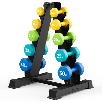 JDGG A-Frame Dumbbell Rack Stand Only, 5 Tier Steel Weight Rack for Home Gym, 300LBS Weight Capacity Compact Dumbbell Holder with Rubber Inserts, Space-Saving Gym Storage Organize
