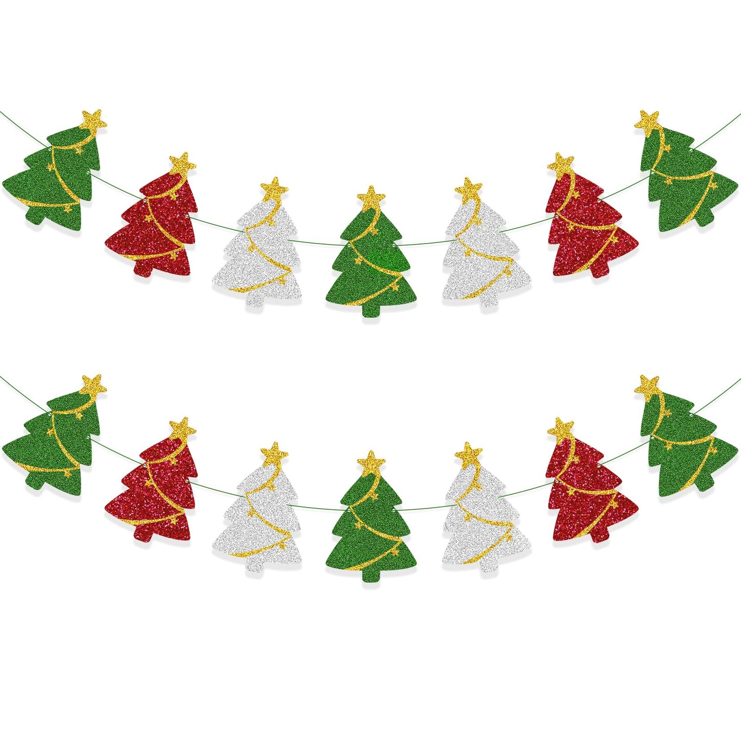 Tinbax Christmas Decorations - Christmas Tree Banner Garland for Xmas Hanging Decor(Pre-Strung)