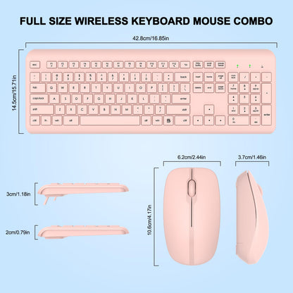 Wireless Keyboard and Mouse Combo, Full Size Silent Ergonomic Keyboard and Mouse, Long Battery Life, Optical Mouse, 2.4G Lag-Free Cordless Mice Keyboard for Computer, Mac, Laptop, PC, Windows