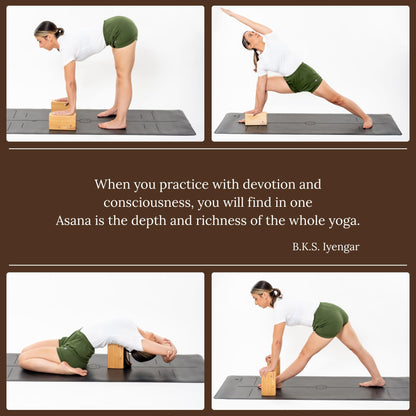Original Wooden Yoga Blocks Set of 2 – Solid Hardwood Props Inspired by Traditional Yoga
