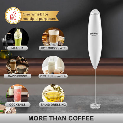 Powerful Milk Frother with Double Whisk, Handheld Electric Foam Maker, Hand Mixer Wand, Portable Mini Blender Foamer Stirrer for Coffee, Latte, Matcha,Hot Chocolate