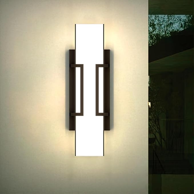 Hyunbae LED Wall Sconce Lights, 16" Modern Outdoor Light Fixture Wall Mount, Waterproof Porch Lamp for Outside, 3000K LED Exterior Lighting with Clear Glass for House Patio Front Porch Garage Entryway