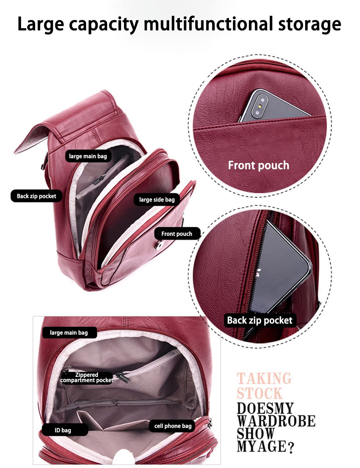 DevilAngel Soft Genuine Leather Backpack for Women,Large Capacity Satchel Shoulder Handbags for Shopping Trip
