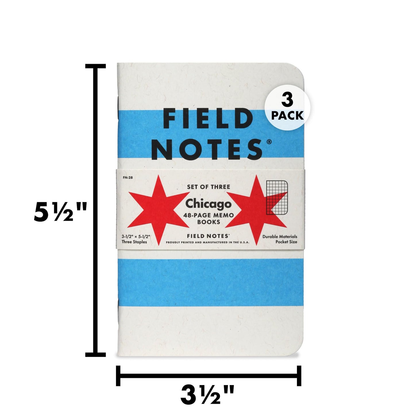 Field Notes: Chicago 3-Pack - Graph Paper - 48 Pages - 3.5" x 5.5"