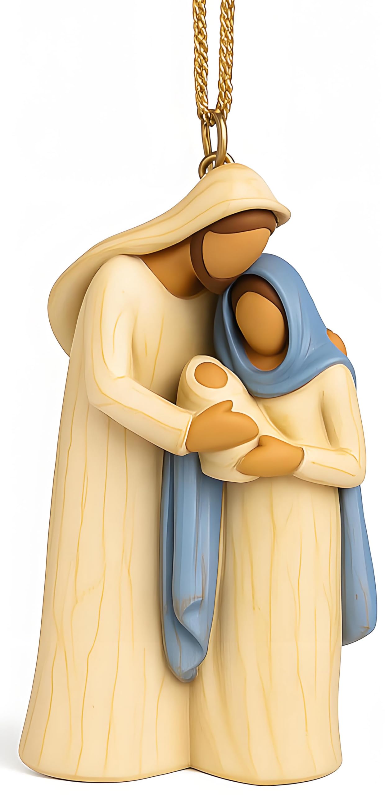 Holy Family Nativity Scene Hanging Christmas Ornament – Hand-Painted Resin Décor Religious Gift Keepsake for Xmas Tree or Wreath, Mary Joseph and Baby Jesus Figurine (Holy Family)