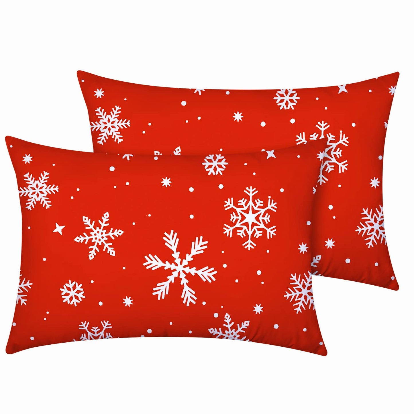 YIYEA Christmas Pillow Cases Queen Size Set of 2, Ultra Soft Double Brushed Microfiber Pillowcases Queen, Christmas Snowflake Bed Pillow Covers, Fade Resistant, Easy Slip-On (20"x30")