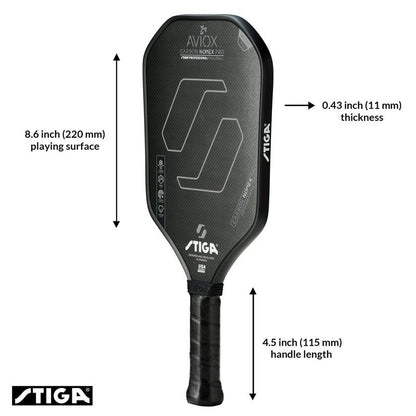 STIGA Aviox Carbon Nomex Pro Pickleball Paddle | Midweight Carbon Fiber Paddle for Power & Speed - Professional Grade - USAPA Approved - Designed in Sweden