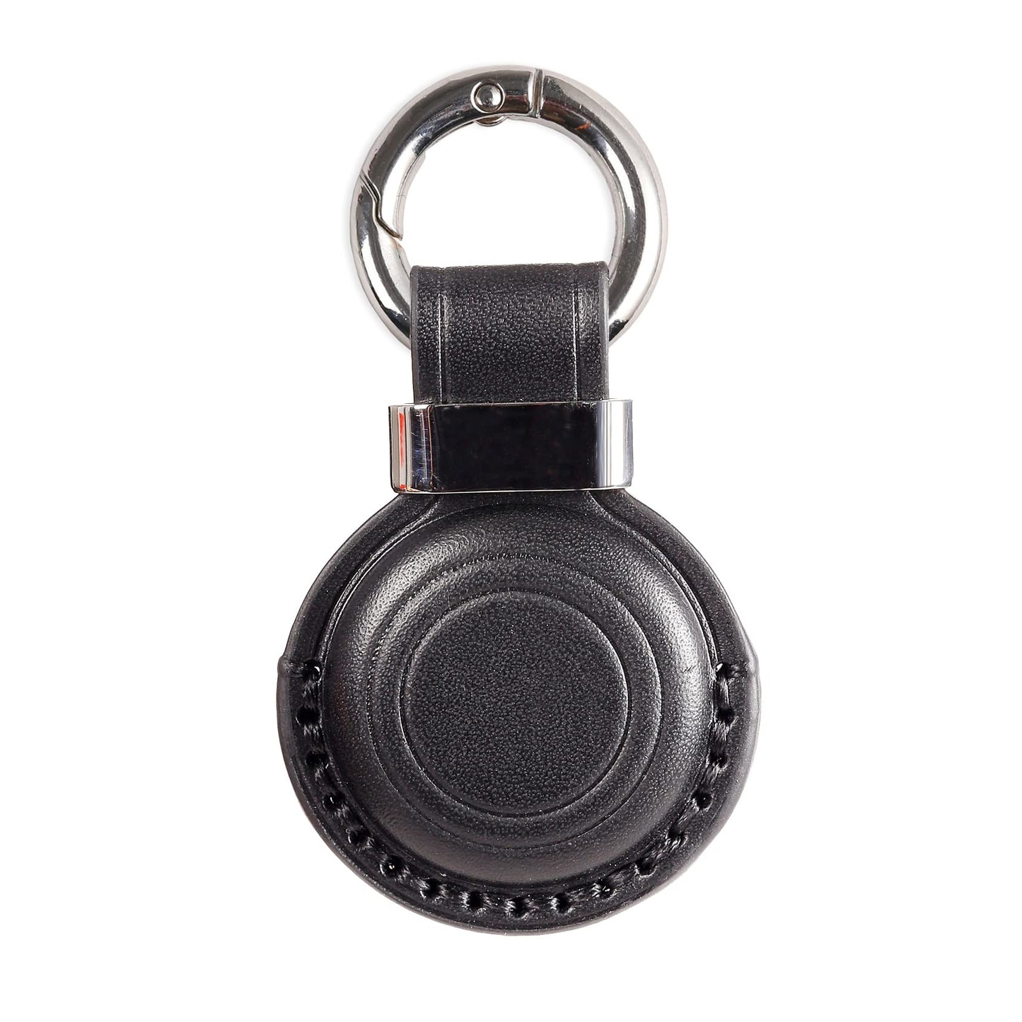 KEEPXYZ Genuine Leather Keychain Holder Compatible with Airtag, Secure for Air Tag Keychain Holder Case Cover Key Chain Ring Accessories - Black V2.0
