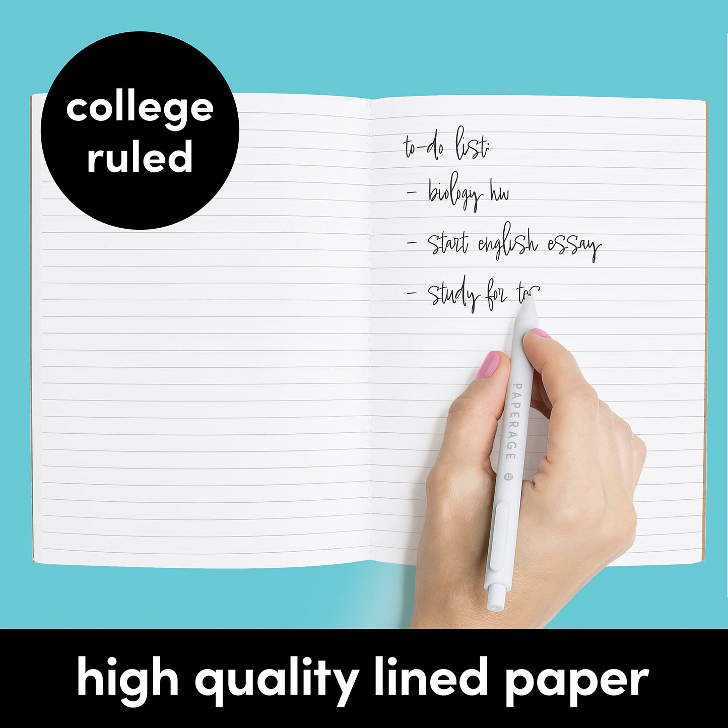 PAPERAGE 12-Pack Composition Notebook Journals, 120 Pages, Kraft Cover with Rainbow Spines, College Ruled Lined Paper, Small Size (8 in x 5.75 in) – for Home, Office or School Supplies