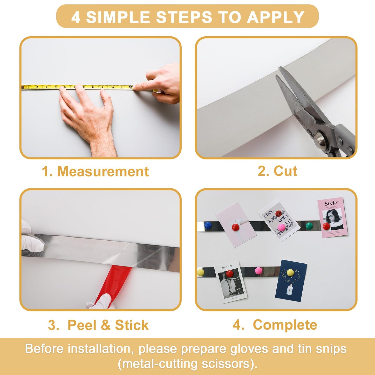 Soengsau 118" x 3.15" Flexible Self Adhesive Metal Strip for Magnets, Peel and Stick Ferrous Memo Tape for Bulletin Boards, Workshop, Office and School Use