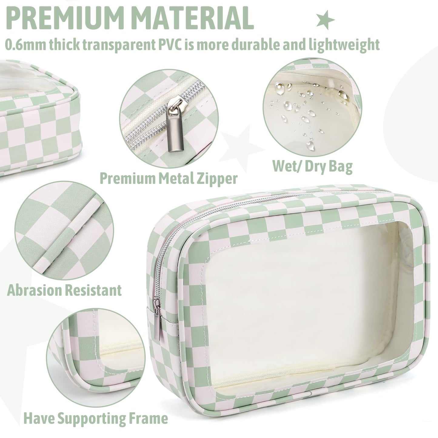 5PCS Diaper Bag Organizer Pouch Set,TSA Approved Toiletry Bag, Waterproof TPU Makeup Bag Set, Travel Organizer Bags for Women and Kids，Mothers Day Gifts