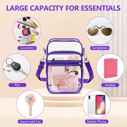 Blvornl Clear Crossbody Bag with Adjustable Shoulder Strap, Stadium Approved PVC Purse Bag, Messenger Bag