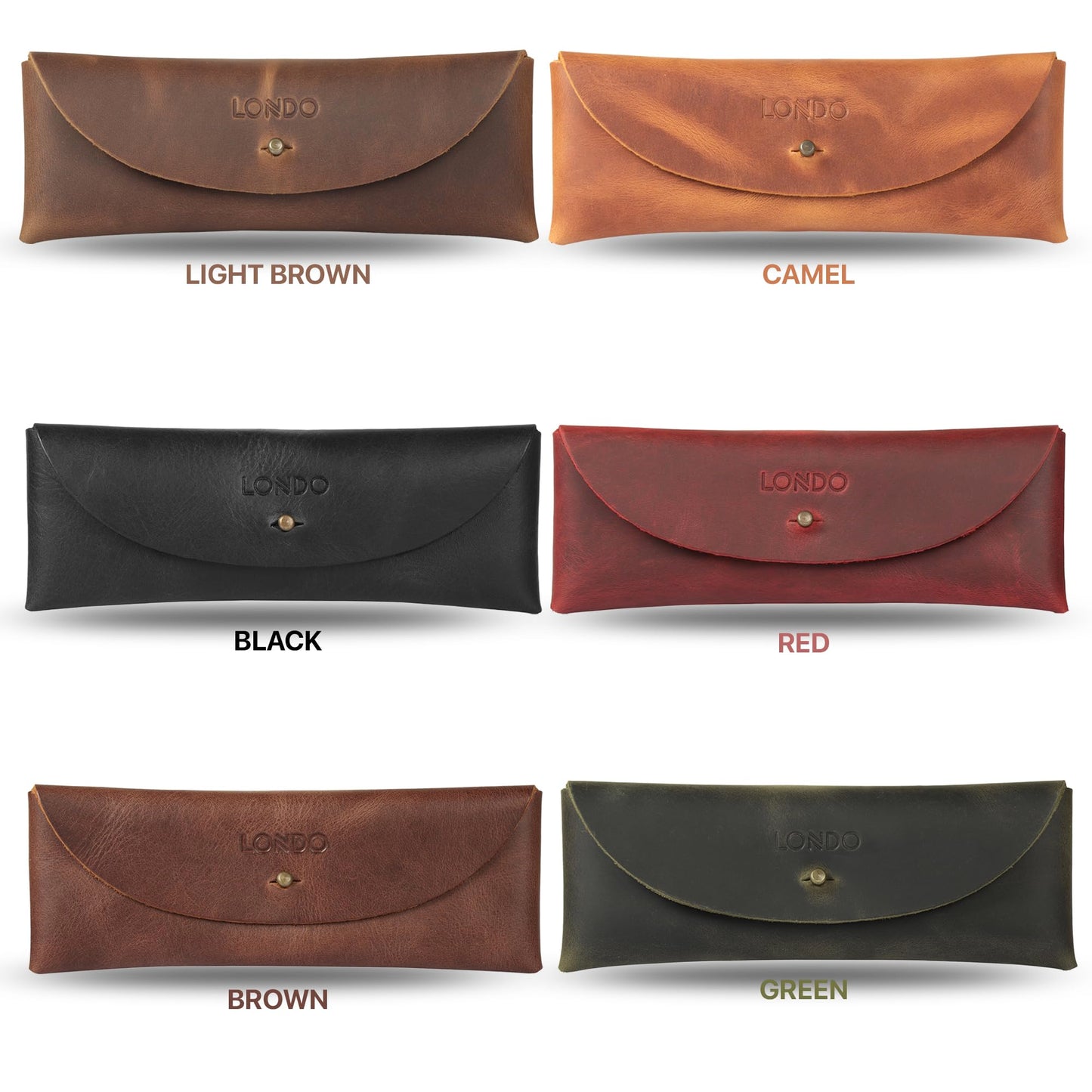 Londo Genuine Leather Retro Pen and Pencil Case - Metal Snap Fastener, Pencil Pouch Stationery Bag